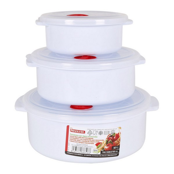 Set of Lunch Boxes with Lid for Microwaves Privilege Circular - set