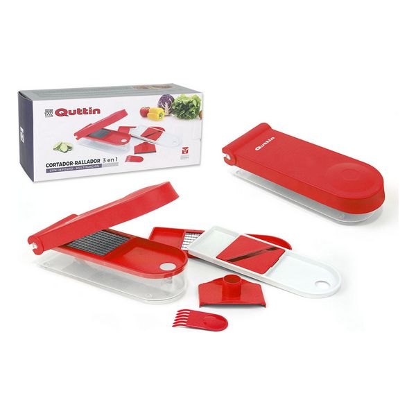 Vegetable Cutter and Grater with Collection container Quttin White Red (10 X 27 x 5,5 cm) - vegetable