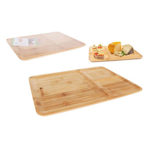 Tray with Compartments Quttin Bamboo Natural (24 x 32 x 1,2 cm) - tray