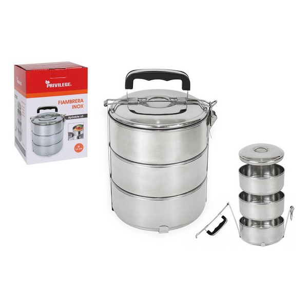 Set of lunch boxes Privilege Stainless steel Stackable (3 pcs) - set