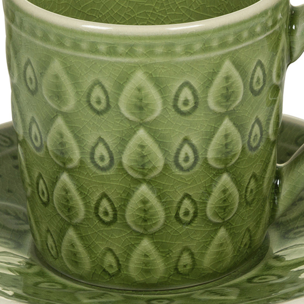 Cup with Plate Natural (15 x 15 x 10 cm) Stoneware - cup