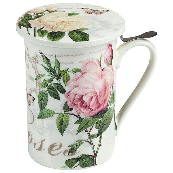 Cup with Tea Filter Flowers Roses - cup