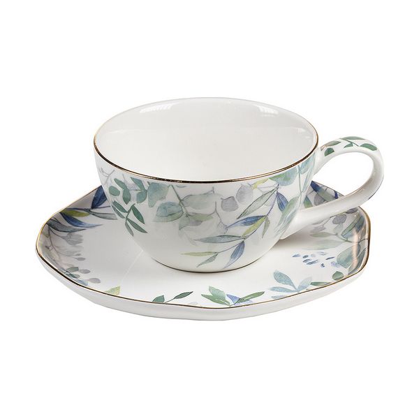 Cup with Plate Amazonia Porcelain (13 X 10 x 6 cm) - cup