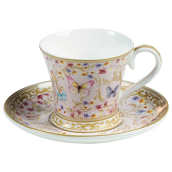 Cup with Plate Butterflies (4 Pcs) - cup