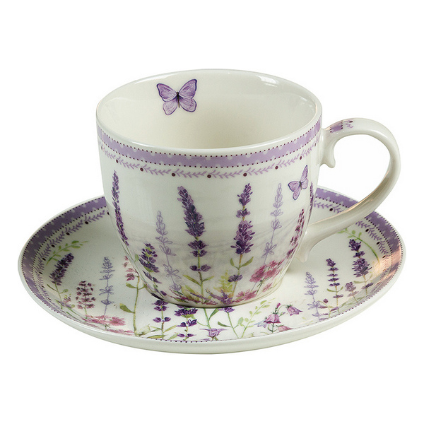 Cup with Plate Lavender Bone China Porcelain - cup