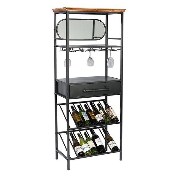 Bottle rack Industrial Spruce wood and wrought iron (68 x 37 x 165 cm) - bottle