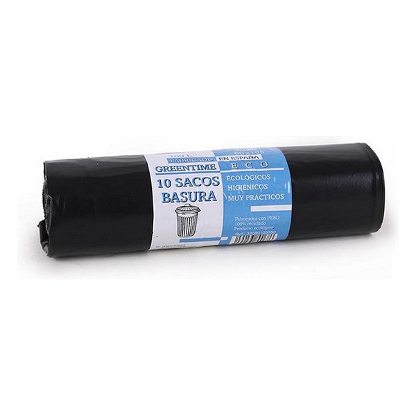 Rubbish Bags Eco Green Time 100 L Black (10 Uds) - rubbish