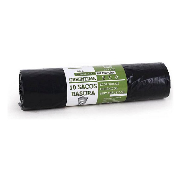 Rubbish Bags Eco Green Time 100 L Black (10 Uds) - rubbish