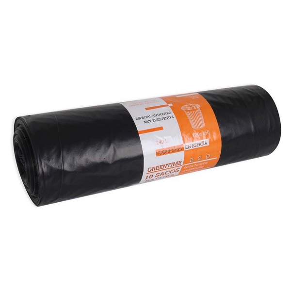 Rubbish Bags Eco Green Time Black 240L (10 uds) - rubbish