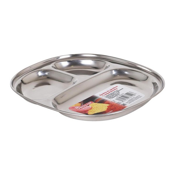 Tray with Compartments Privilege Stainless steel (22 X 19,5 x 2 cm) - tray