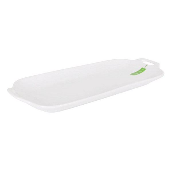 Tray Yummy Porcelain White With handles (32 x 13,2 x 2,5 cm) - tray