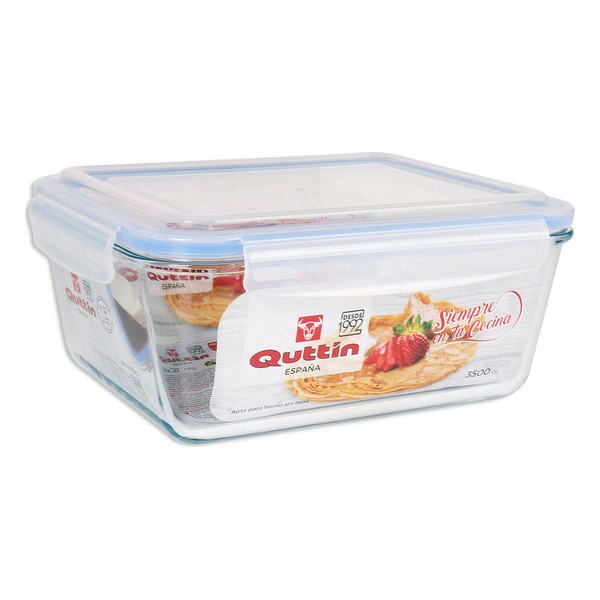 Hermetic Lunch Box Quttin Rectangular With lid (3500 cc) - hermetic