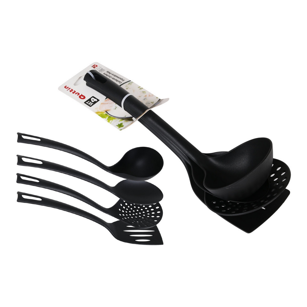 Kitchen Utensils Set Quttin Nylon Black (4 uds) - kitchen