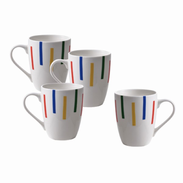 Set of Mugs Benetton Po Bone China Porcelain 360 ml (4 uds) - set