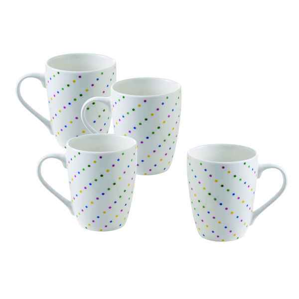 Set of Mugs Benetton Addige Bone China Porcelain 360 ml (4 uds) - set
