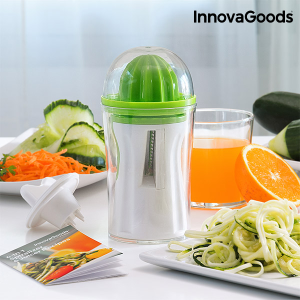 InnovaGoods 4-in-1 Spiralizer & Juicer with Recipe Book - innovagoods