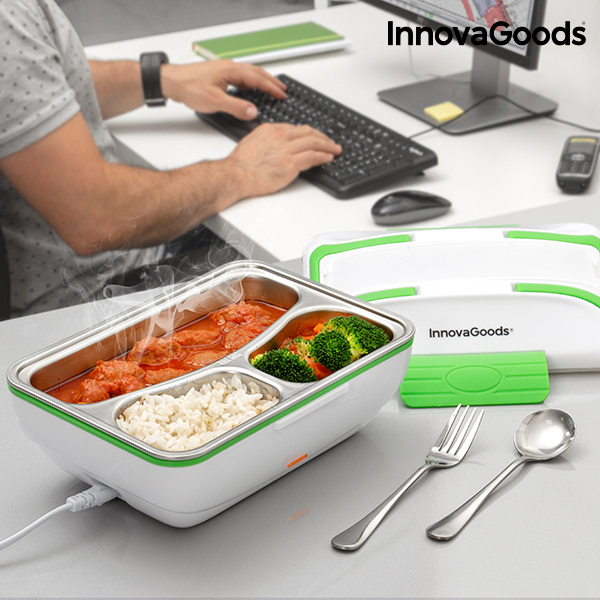 InnovaGoods Pro Electric Lunch Box 50W White Green - innovagoods