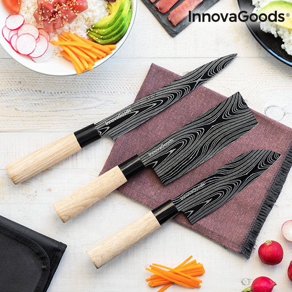 Set of Japanese Knives with Carrying Cover Damas·q InnovaGoods 4 Pieces - set
