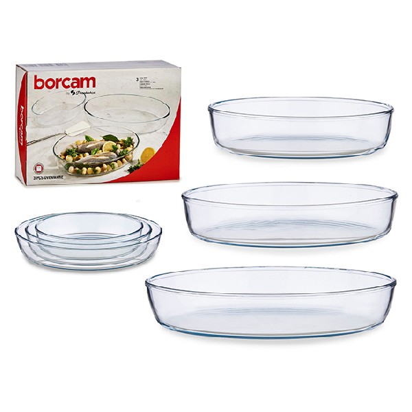 Set of trays Borcam Oval Transparent (3 Pieces) - set