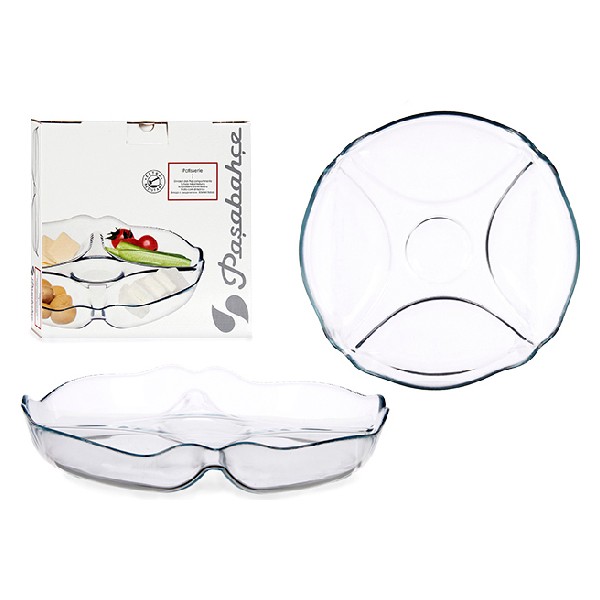 Tray with Compartments Glass (25 x 4 x 25 cm) - tray