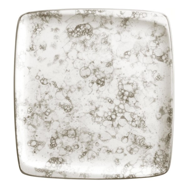 Flat plate Porcelain White/Brown (27,3 x 25,3 x 2 cm) - flat