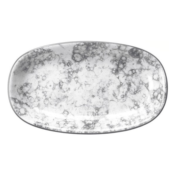 Serving Platter Gourmet Oval Porcelain Black/White (34 x 19,5 cm) - serving