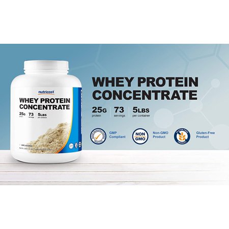 Roll over image to zoom in Nutricost Whey Protein Concentrate (Unflavored) 5LBS - 000078896475