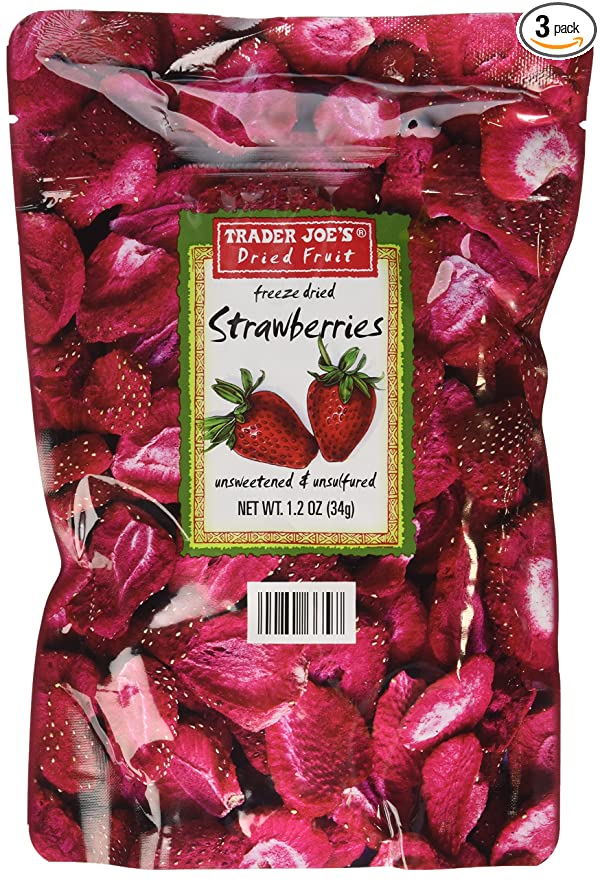 Trader Joe's Dried Fruit Freeze Dried Strawberries Unsweetened and Unsulfured 1.2 OZ (3 Pack ) - 000080665700