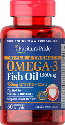 Triple Strength Omega-3 Fish Oil 1360 mg (950 mg Active Omega-3) - 001610000053