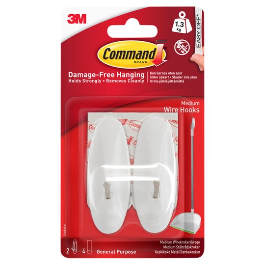 Command White Wire Hooks 2 Pack - 0051131921276