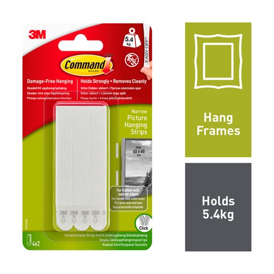 Command Narrow Picture Hanging Strips 4 Sets - 0051141322681
