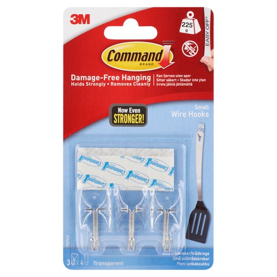 Command Clear Utensil Hooks 3 Hook 4 Strips - 0051141347011