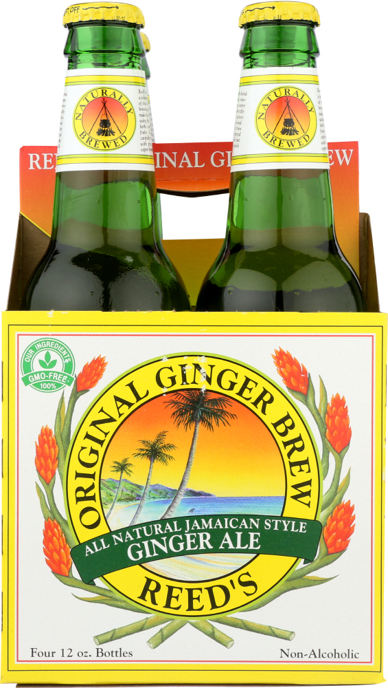 REED’S INC: Original Ginger Brew Jamaican Style Ginger Ale Pack of 4 (12 oz each), 48 oz - 0008274111118