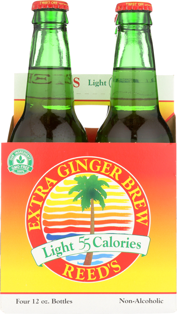REEDS: Light 55 Calories Ginger Brew Extra 4 count (12 oz each), 48 oz - 0008274130003