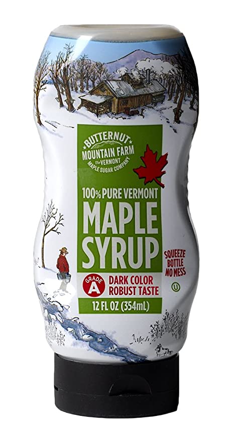  Butternut Mountain Farm Pure Maple Syrup From Vermont, Grade A (Prev. Grade B), Dark Color, Robust Taste, All Natural, Easy Squeeze, 12 Fl Oz  - 008577004483