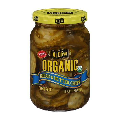 Mt Olive Pickle Co - Organic Pickles - Bread And Butter Chips - Case Of 6 - 16 Fl Oz. - 0009300004558