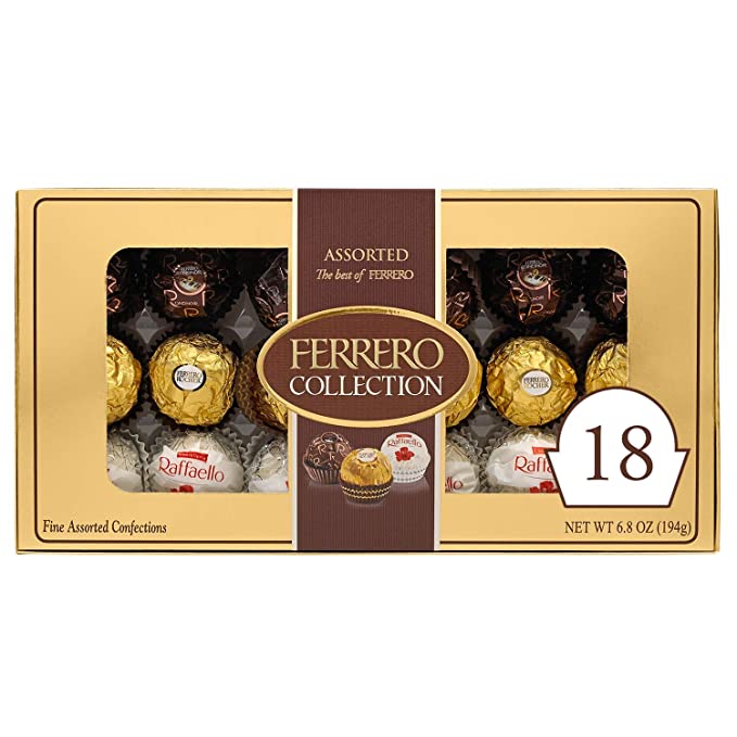  Ferrero Rocher Collection, Fine Hazelnut Milk Chocolates, 18 Count, Gift Box, Assorted Coconut Candy and Chocolates, 6.8 oz  - 009800200498
