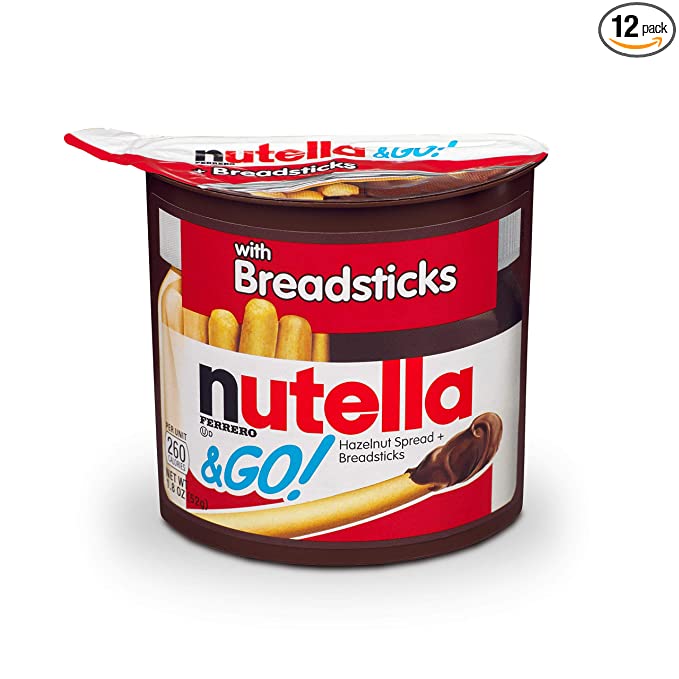Nutella & GO—Hazelnut and Cocoa Spread with Breadsticks—Snack Pack for Kids—1.8 oz each—12 Pack - 009800800070