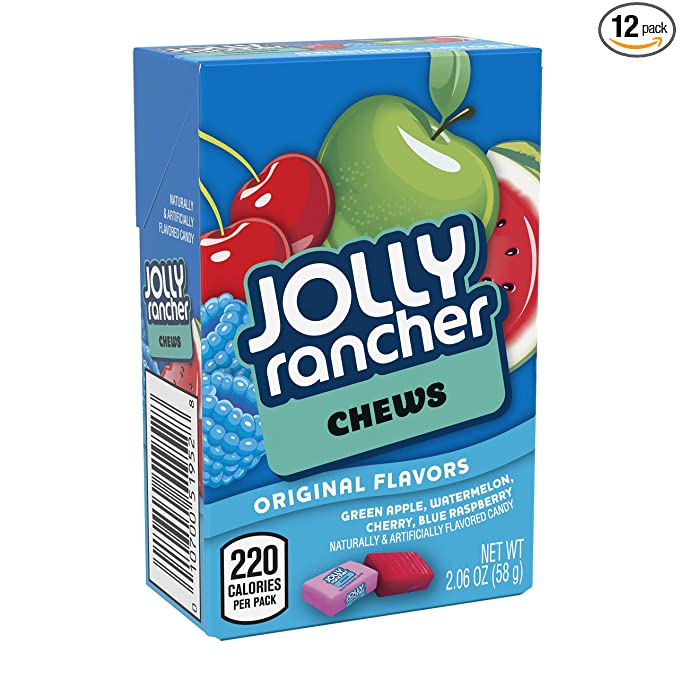 JOLLY RANCHER Chewy Candy, Bulk Assorted Flavors, 2.06 Ounce (Pack of 12) - 010700519511