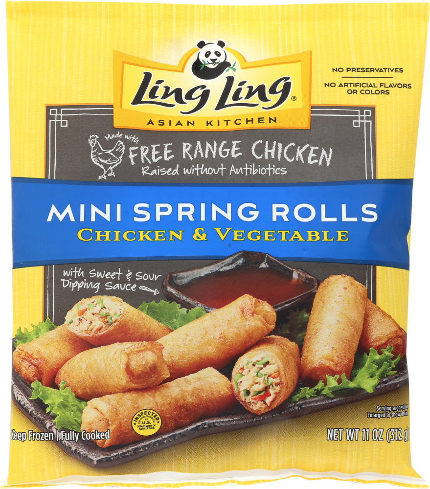 LING LING: Mini Chicken Spring Rolls, 11 oz - 0010878341112