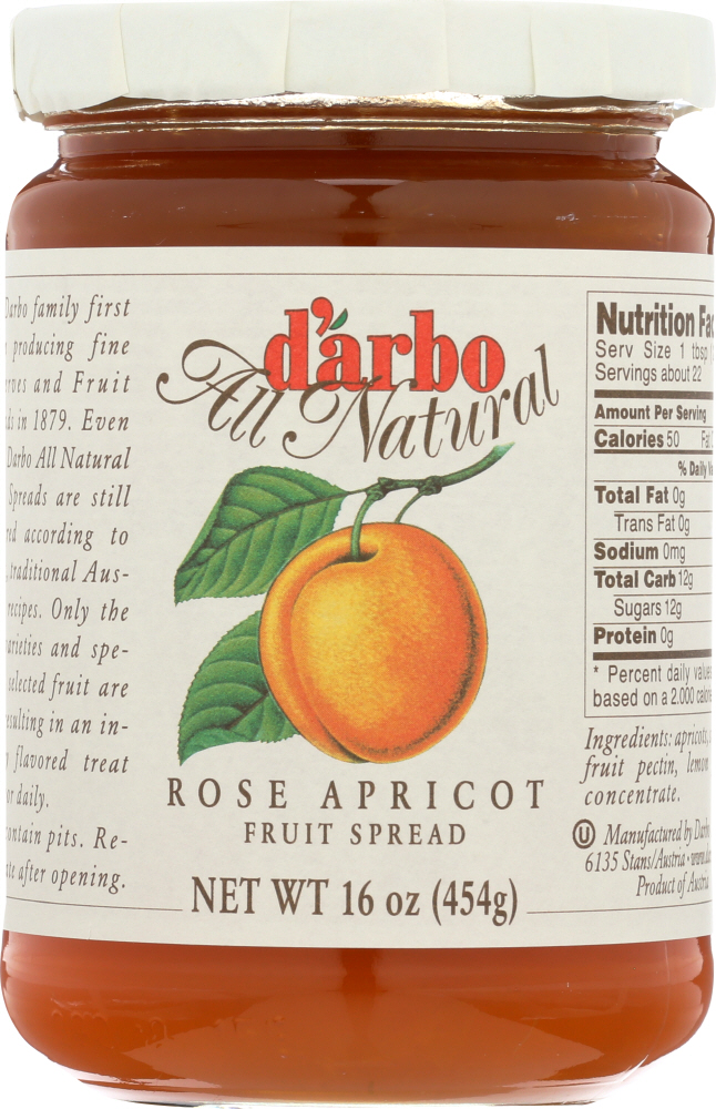 DARBO: Rose Apricot Fruit Spread, 16 oz - 0011368002209