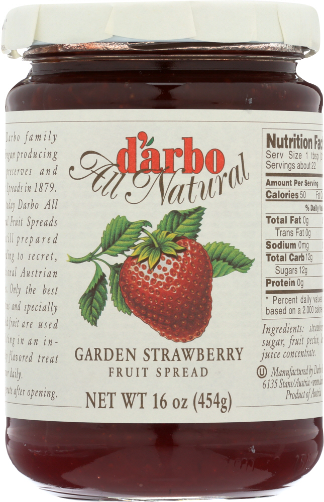 D'Arbo, All Natural Fruit Spread, Garden Strawberry - 011368002223