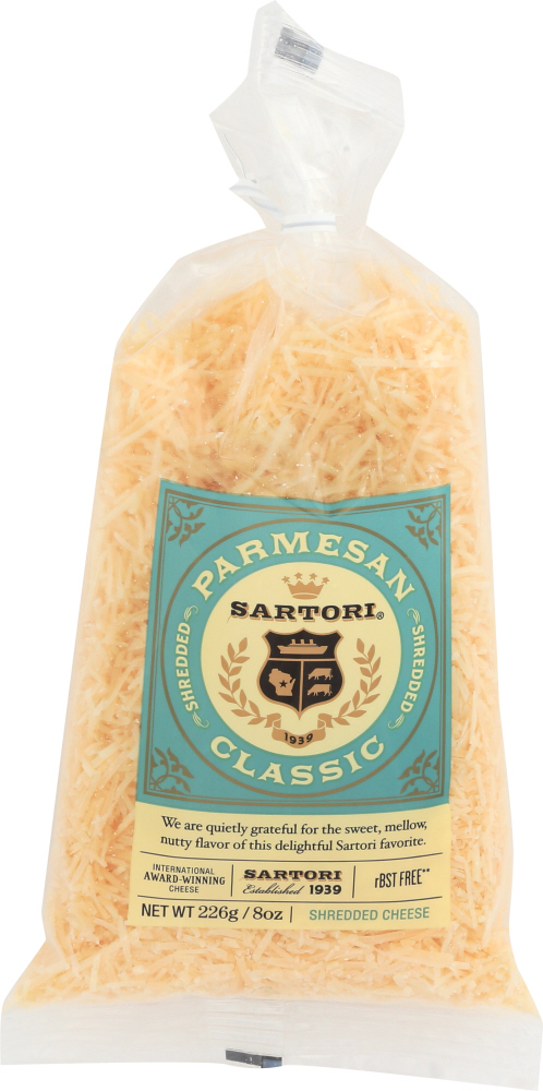 SARTORI: Parmesan Shredded Cheese, 8 Oz - 0011863109755
