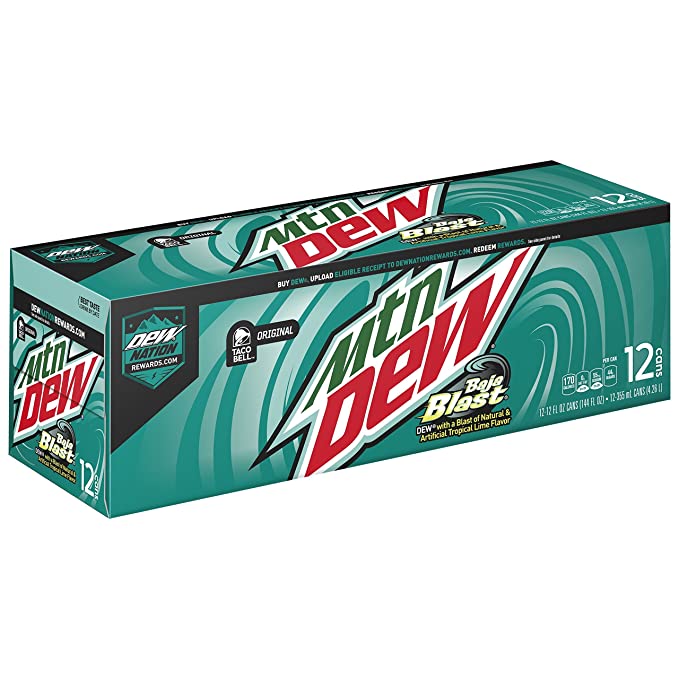  Mountain Dew Baja Blast Cans, 12 oz Cans, 12 Count  - 012000130328