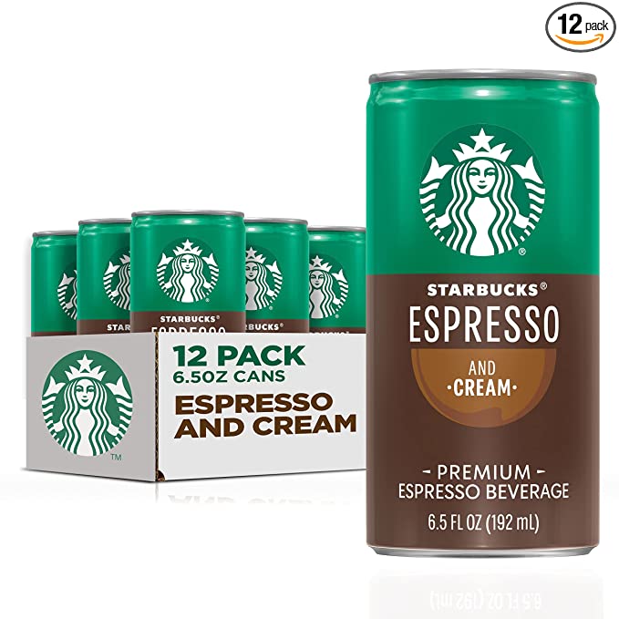  Starbucks Ready to Drink Coffee, Espresso & Cream, 6.5oz Cans (12 Pack) (Packaging May Vary)  - 012000202933