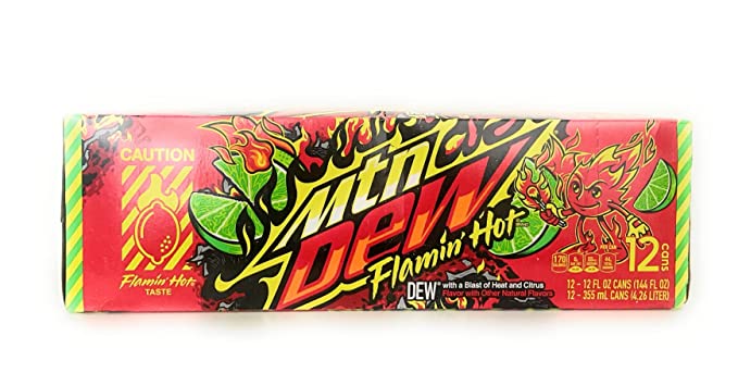 Limited Edition Mtn Mountain Dew Flamin Hot, 1 Single Can, 16 fl oz 16 Fl Oz (Pack of 1) - 012000210488