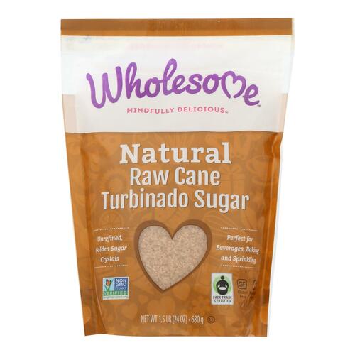 Wholesome Sweeteners Sugar - Natural Raw Cane - Turbinado - Fair Trade - 1.5 Lb - Case Of 12 - 012511467715