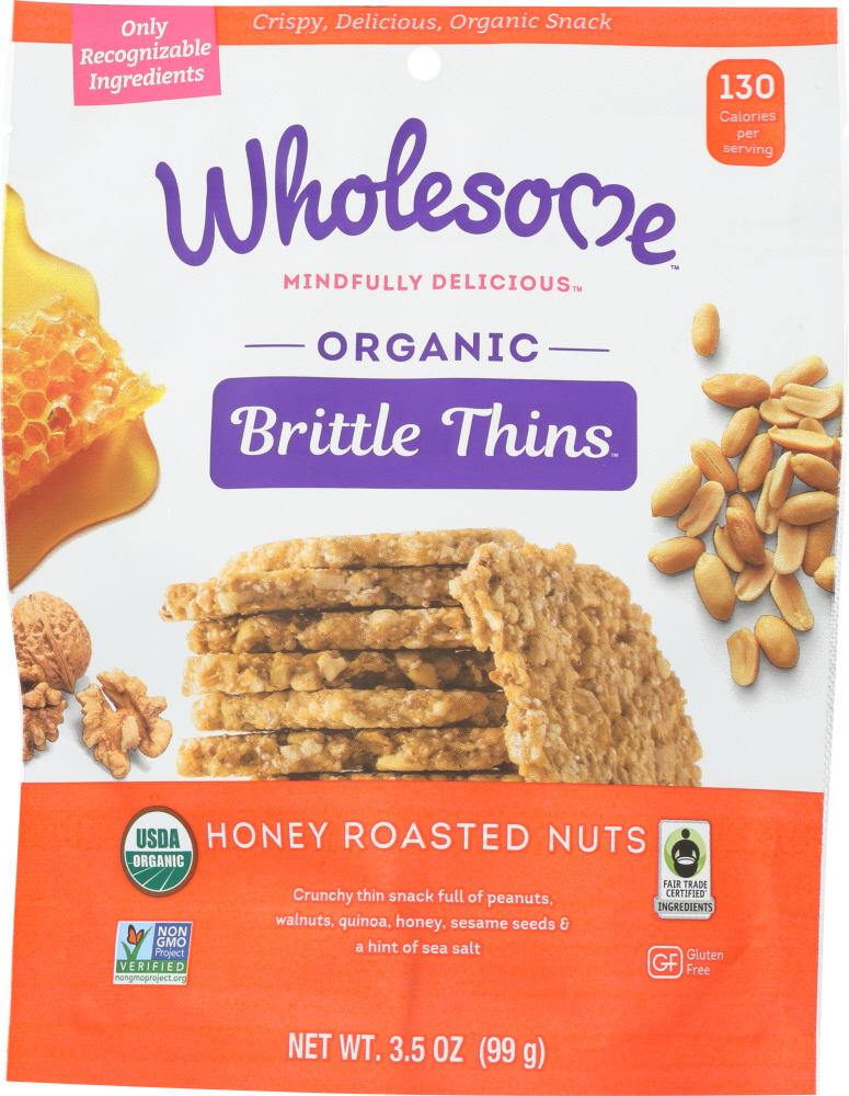 WHOLESOME: Thin Brittle Honey Roasted Nut, 3.5 oz - 0012511833084