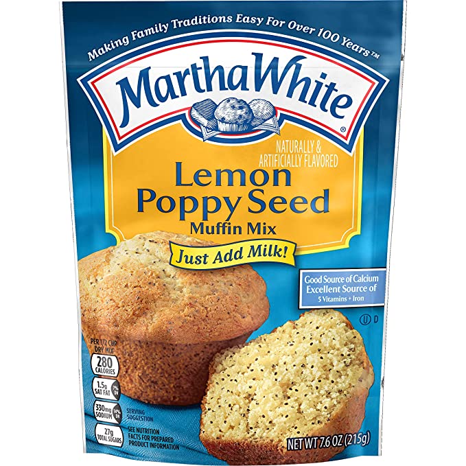 Martha White Lemon Poppy Seed Muffin Mix, 7.6 Ounce - 013300557020