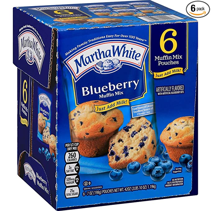 Martha White, Blueberry Muffin Mix, 7oz Pouch (Pack of 6)  - cold